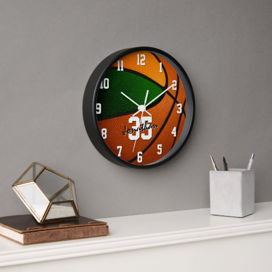 Horloge équipe d'orange vert couleurs basket (Bureau)