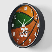 Horloge équipe d'orange vert couleurs basket (Angle)