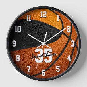 Horloge équipe orange noire couleurs basketball personnali