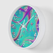 Horloge Étoile de mer sarcelle et violet thème plage (Angle)