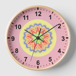 Horloge ~ Étoiles de fleurs fractales ~
