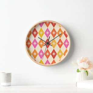 Horloge étoiles de style moderne milieu de siècle sur des