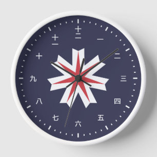 Horloge Face de l'horloge Kanji avec flagof Hokkaido, Japo