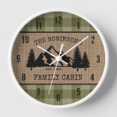 Horloge Family Nom Cabin Trees Sage Plaid Burlap (Recto)