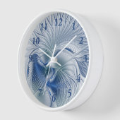 Horloge Fantaisie dynamique Abstrait Tons bleus Art fracta (Angle)