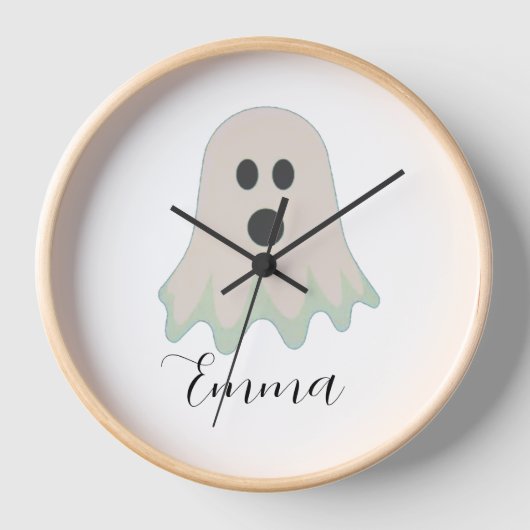 Horloge Fantôme d'Halloween avec nom  (Recto)