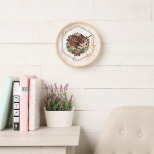 Horloge Faon endormi, Graphisme d'animal brun