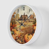 Horloge Ferme citrouille automne récolte Thanksgiving (Angle)
