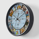 Horloge Ferme Fausse Clôture en Bois Bleu 12 Collage Photo (Angle)