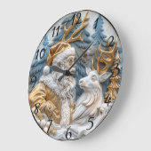 Horloge festive avec Père Noël et rennes (Angle)