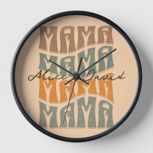 Horloge Fête des Mères Couleur naturelle Maman Enfants Nom