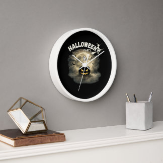 Horloge Fête d'Halloween Lune Citrouille Fantôme Vintage H