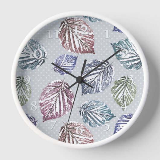 Horloge Feuilles ajourées sur fond gris clair (Recto)