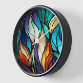 Horloge Feuilles colorés en verre tendu (Angle)