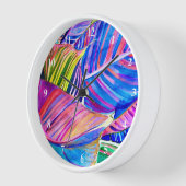Horloge Feuilles de canna tropicale aquarelle (Angle)