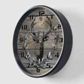 Horloge Feuilles de Laurier de Cerf Rustique sur Planches (Angle)