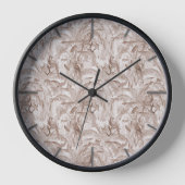 Horloge Feuilles de Mocha Mousse et d'oiseaux tropicaux (Recto)