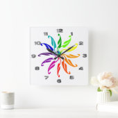 Horloge - Feuilles de roue couleur sur blanc (Maison)