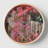 Horloge Feuilles d'érable japonais rouge et bambou (Recto)