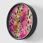 Horloge Fille rose Glam Empreinte de léopard or abstrait (Angle)