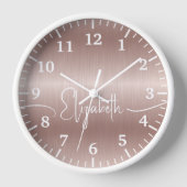 Horloge Fille Rose Or Métal brossé Blanc Monogramme Nom (Recto)