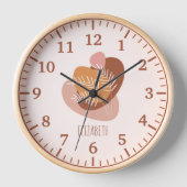 Horloge Filles enfants Boho doux Aquarelle Feuille et nom  (Recto)