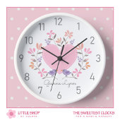 Horloge Filles florales roses personnalisées