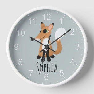 Horloge Filles mignonnes Forêt Forêt Fox Enfants Nursery