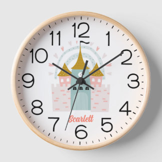 Horloge Filles Rose mignonne Château Princesse Nom personn