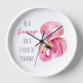Horloge Flamant rose Aquarelle Exotique Rose Moderne Avec (Recto)