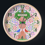 Horloge Fleur Abeille et oiseaux Nouveau Rose Personnalisé<br><div class="desc">Cette belle horloge florale personnalisée a une guirlande de fleurs au pochoir complexe et moderne dans un arc-en-ciel de couleur vive. Les fleurs et les vignes vertes se tissent derrière les chiffres de l'horloge noire. Le tout s'enveloppe autour d'une jolie urne / vase en terre cuite colorée de poterie qui...</div>