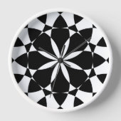 Horloge Fleur blanche noire mandala mosaïque rétro Monogra (Recto)