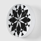 Horloge Fleur blanche noire mandala mosaïque rétro Monogra (Angle)