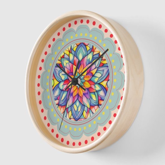 Horloge Fleur colorée Bliss (Angle)