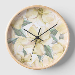 Horloge Fleur de crème à l'aquarelle - Floral neutre