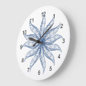 Horloge - Fleur de plumes en bleu (Angle)