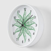 Horloge - Fleur de plumes en vert (Angle)