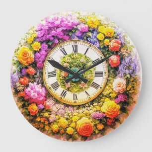 Horloge Fleur - Décor Floral Art Mur