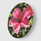 Horloge - Fleur d'Hibiscus rose (Angle)