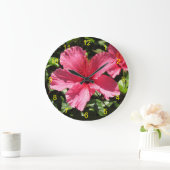 Horloge - Fleur d'Hibiscus rose (Maison)