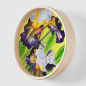 Horloge Fleur d'iris floral aquarelle (Angle)