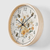 Horloge Fleur sauvage moderne Floral Bee élégant Chic Boho (Angle)