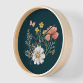 Horloge Fleur sauvage turquoise (Angle)