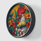 Horloge fleurie du coq coloré (Angle)