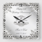 Horloge fleurie en argent 25e anniversaire Mariage (Recto)
