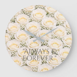 Horloge Fleurie Personnalisée Rose Blanche Élégant