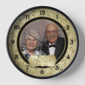 Horloge Fleurir Or Noir Photo 50e Anniversaire de Mariage (Recto)
