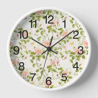 Horloge Fleurissement élégant de vigne rose