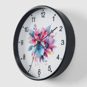 Horloge Fleurs à l'aquarelle conception florale (Angle)