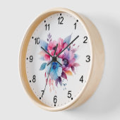 Horloge Fleurs à l'aquarelle conception florale (Angle)